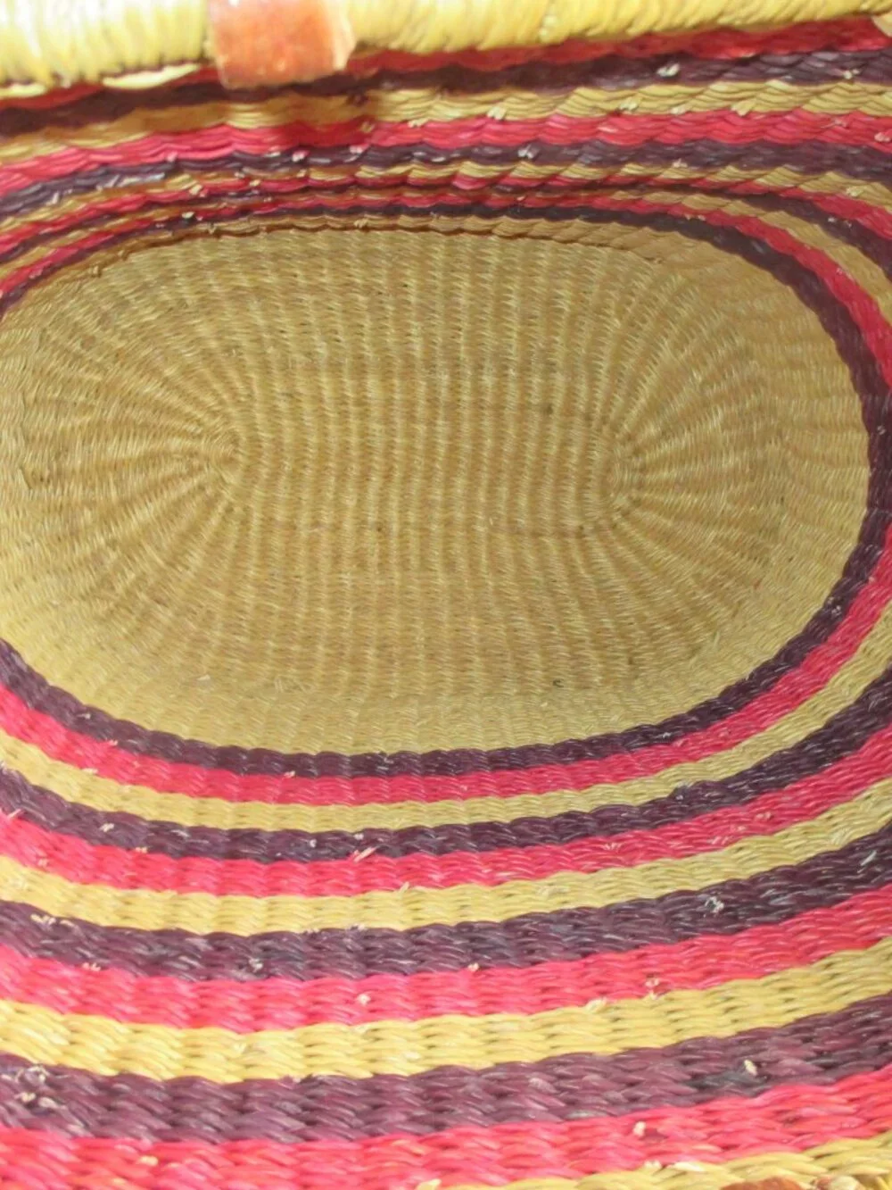 BOLGA MARKET BASKET/HANDWOVEN/LEATHER HANDLES